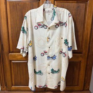 Aloha Polo Hawaii Button Shirt Wing Riders of America Motorcycle Print Men's XL